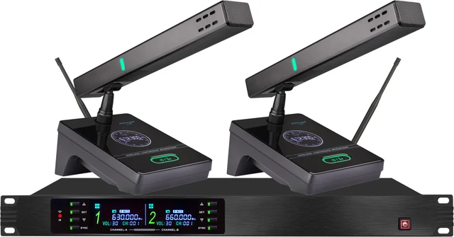 Two-Channel Wireless Square-Gooseneck Conference Microphone System