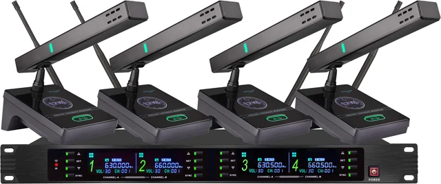 Four-Channel Wireless Square-Gooseneck Conference Microphone System